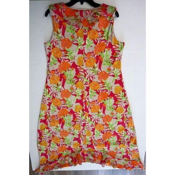 Calvin Klein M0ED6870 Women Sz L Multi Floral Print Cascading Ruffles Midi Dress - Picture 2 of 9